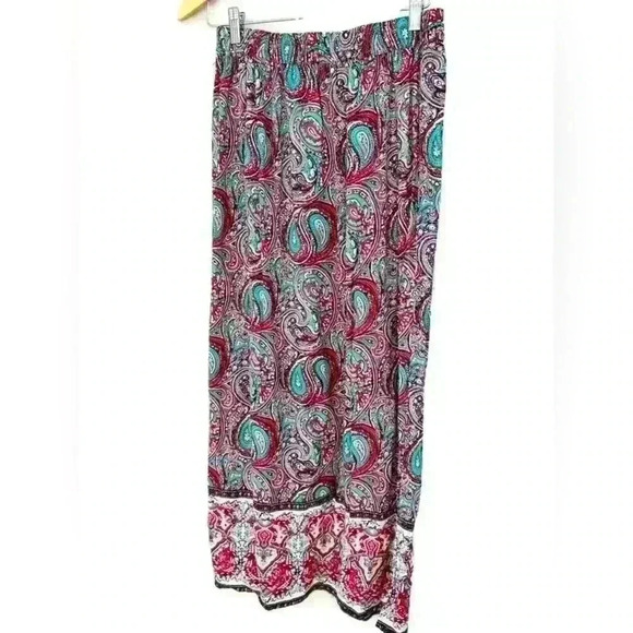Saint Tropez West Womens Red Paisley Boho Euro Summer Coastal Maxi Skirt Small - Picture 1 of 7